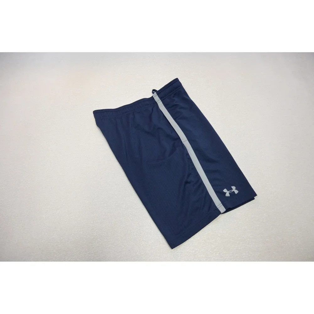 Under Armour Athletic Gym Shorts Mens XL Blue HeatGear Mesh Side Stripe EUC
